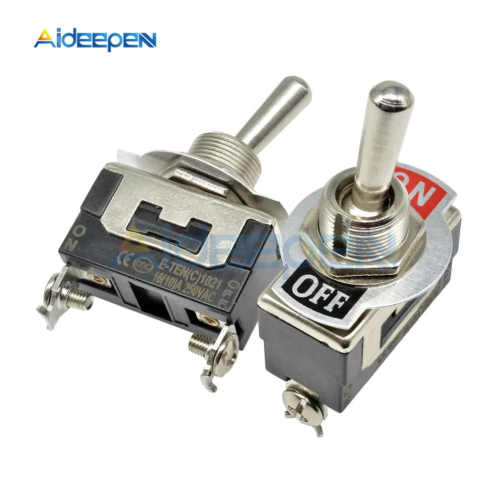 

E-TEN(C) 1021 Mini Auto Toggle Switch Black 2Pin On-Off Switch Copper Contactor 10000 Times Lifespan 250V 16A 29*14.7MM