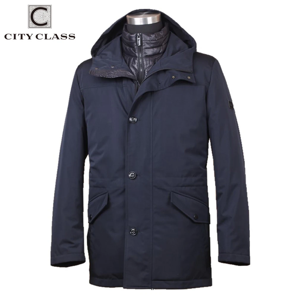 CITY CLASS Busines Jacket Coat Winter New Arrivals Hot Sale Soft Padding Hood Zipper Casual Cool Jacket Coats Set for Male 79235