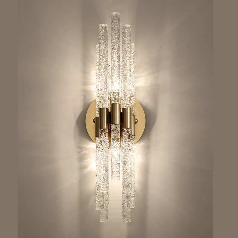 Iluminación moderna de escalera de fantasía, lámpara de pared de cristal para cocina, apliques, luces LED de noche, carcasa de pinturas de vidrio, decoración para dormitorio