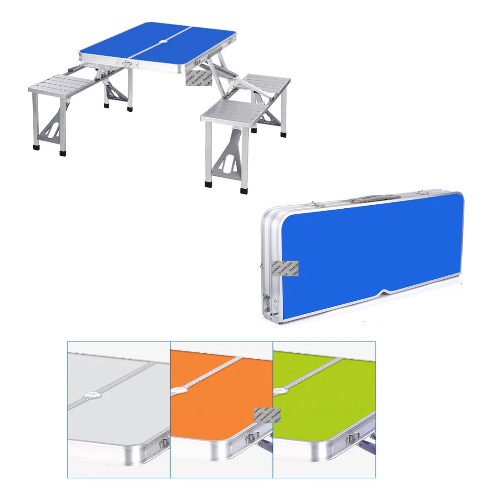 

Aluminum Alloy Outdoor Folding Picnic BBQ Table and Beach Set Portable With 4 Seats