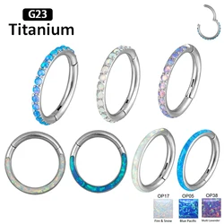 G23 Titanium Opal stone Hight Segment Rings Open Small Nose Septum Clicker Earrings Tragus Helix Piercing Body Jewelry Hoop Stud