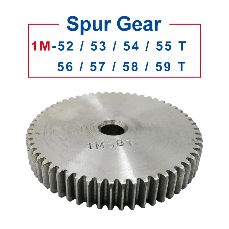 1 Piece spur Gear 1M52/53/54/55/56/57/58/59T rough Hole 8mm pinion gear 45#carbon steel Material motor gear Total Height 10mm