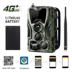 Cámara de rastreo para caza HC801PlusLI, servicio Clould, 4G, batería de 5000Mah, recargador, 30MP, 2K, visión nocturna, trampas para fotos