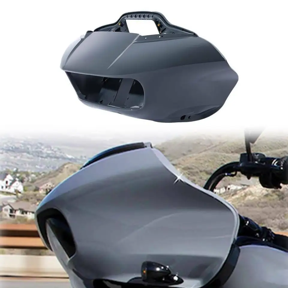Grille Protection Phare Avant Moto Road Glide 2015-2020 - Cache Phare Double Lunette Chrome/Noir