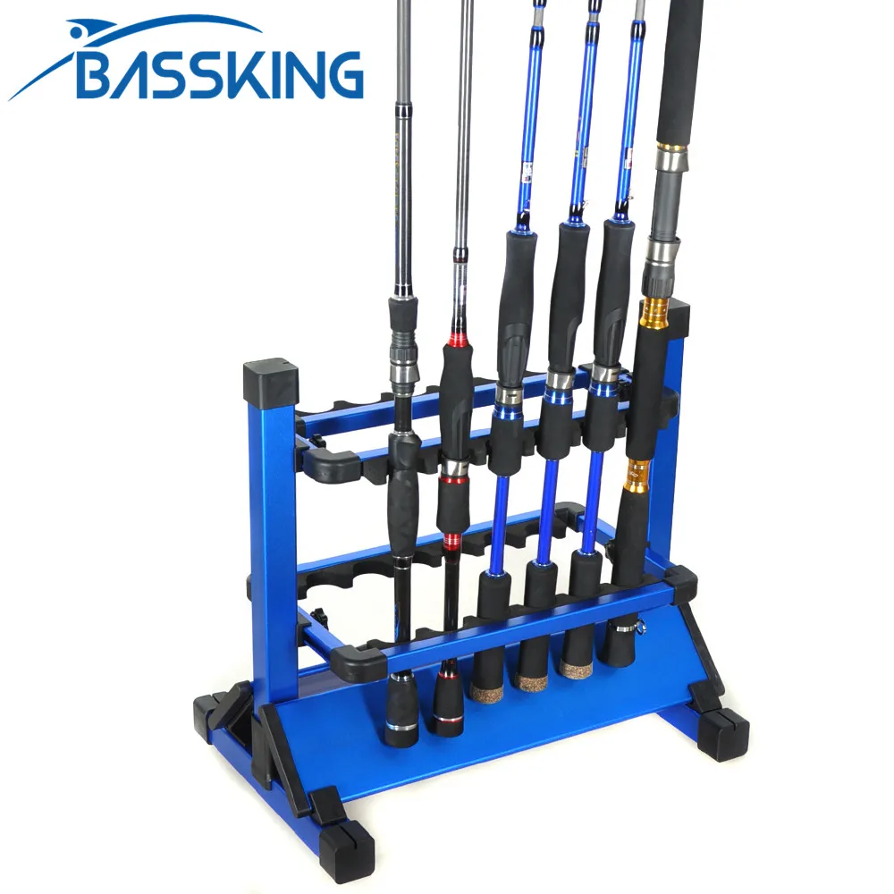 

BASSKING Aluminum Alloy Fishing Rod Holder Blue/Silver/Red Fishing Rod Display Rack Holder 12Pcs Rod Stand Supporting Pesca Tool