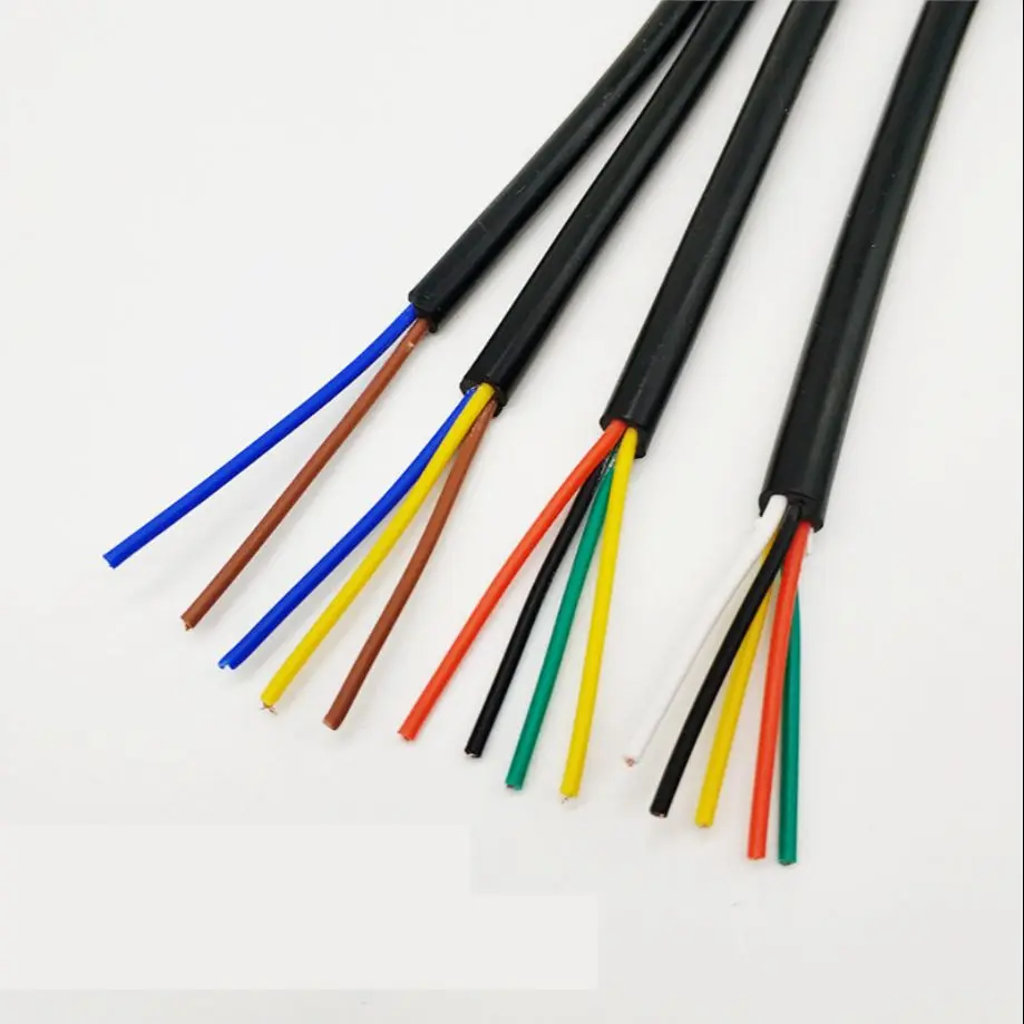 5Meter 24 AWG 22 AWG 20 AWG RVV 2/3/4/5/6/7/8 Cores Copper Wire Conductor Electric RVV Cable Black soft sheathed wire