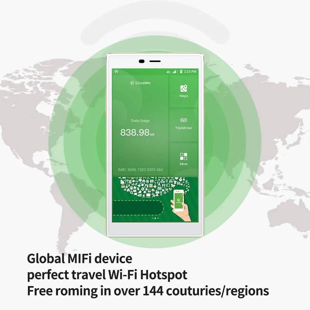 GlocalMe G4 4G LTE Mobile Hotspot, Worldwide High Speed WiFi Hotspot No SIM Card Roaming Charges International Pocket wifi
