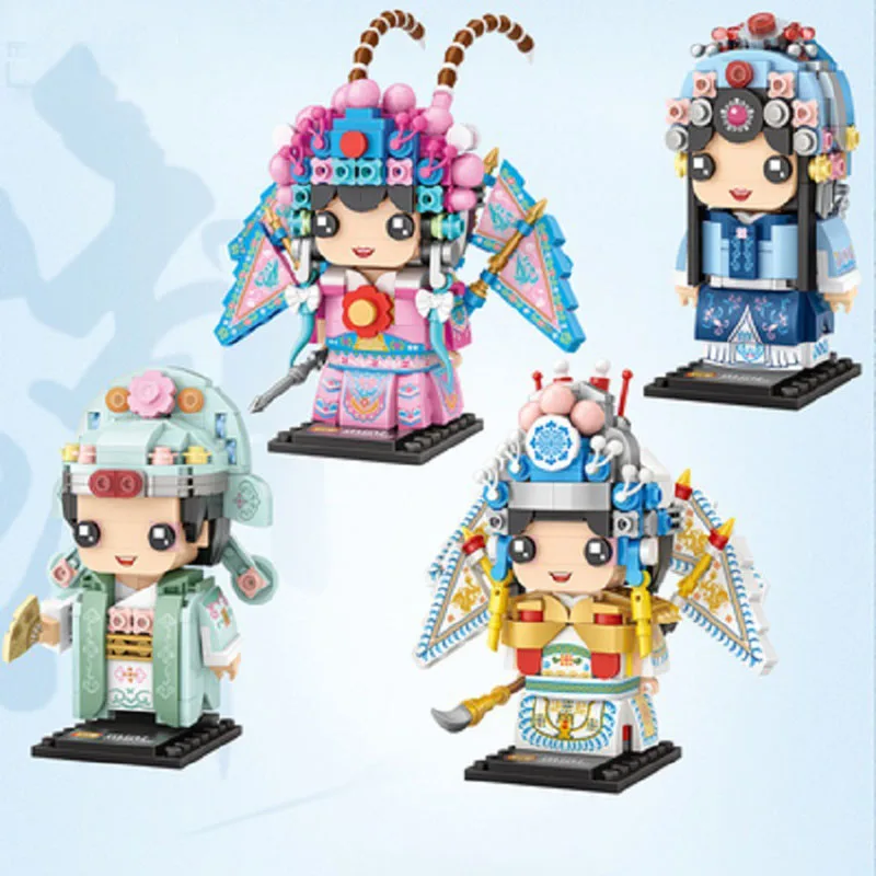 

Classic Peking Opera Characters Building Blocks China Ancient Warrior Sword Scholar Beautiful Woman Mini Bricks Toy for Children