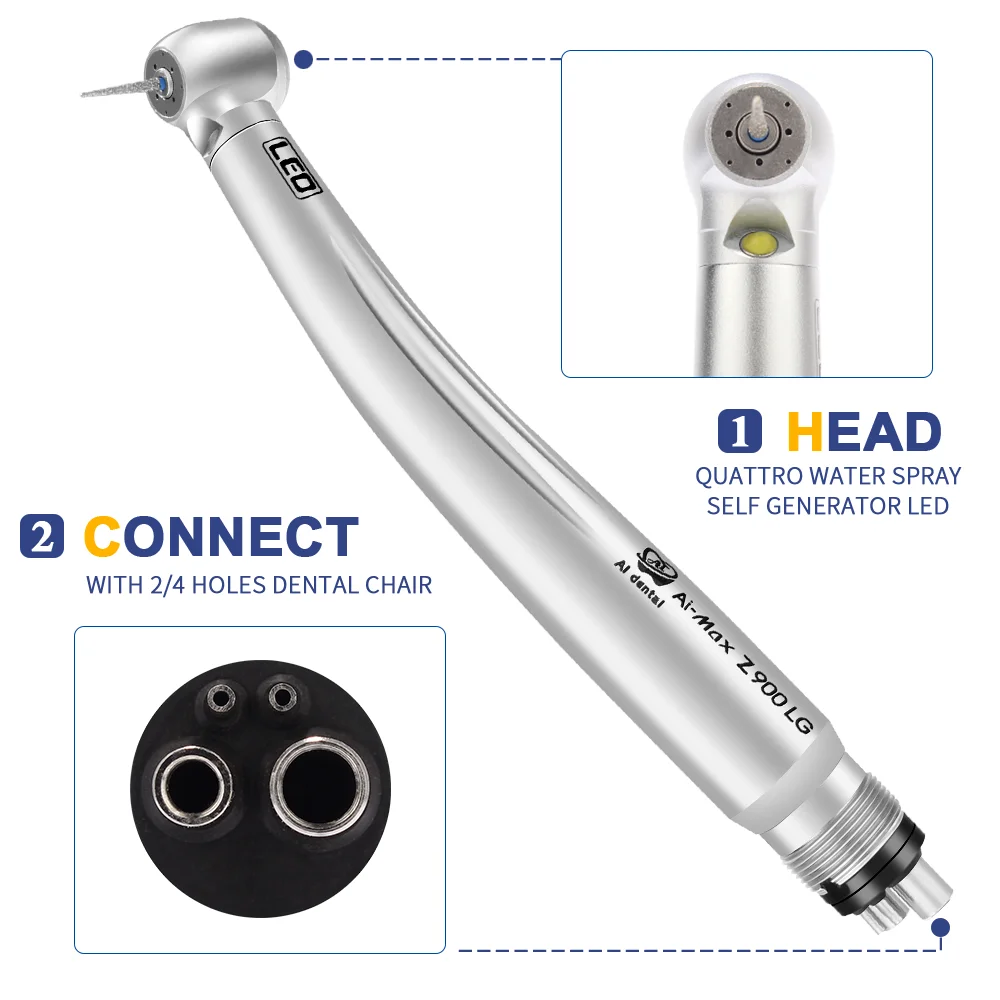 AI-Z900LG Turbin Udara Quattro Semprotan Air Generator Diri Led Kecepatan Tinggi 2/4 Lubang Handpiece Peralatan Gigi