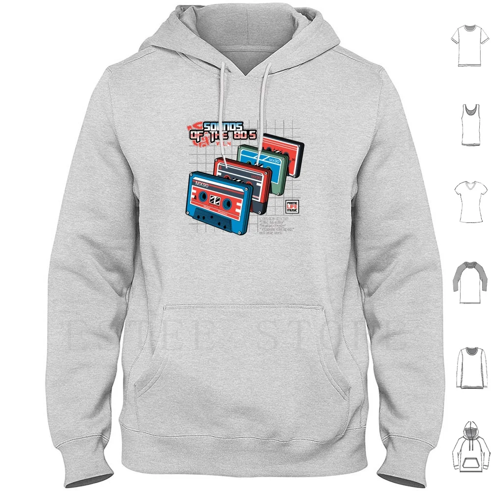Sounds Of The 80s Vol.4 Hoodies Long Sleeve Tapes Cassettes Music 80s Cartoons Toys Comics Robots Scifi Space