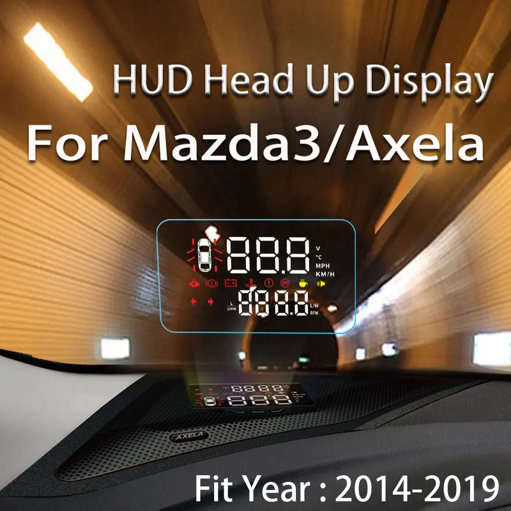 Car HUD Head Up Display For Mazda 3 For Mazda3 Axela 2014-2018 2019 2020 OBD Speedometer Projector Airborne computer