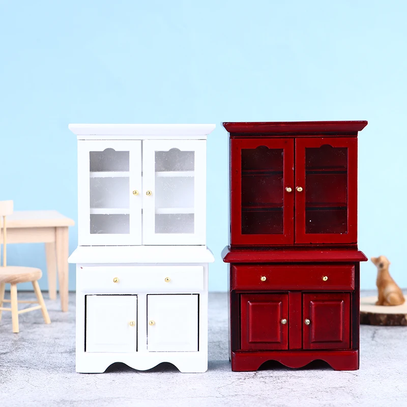 1:12 decorazioni in miniatura per case delle bambole vetrina in legno armadio libreria modello per casa delle bambole accessori per mobili giocattoli