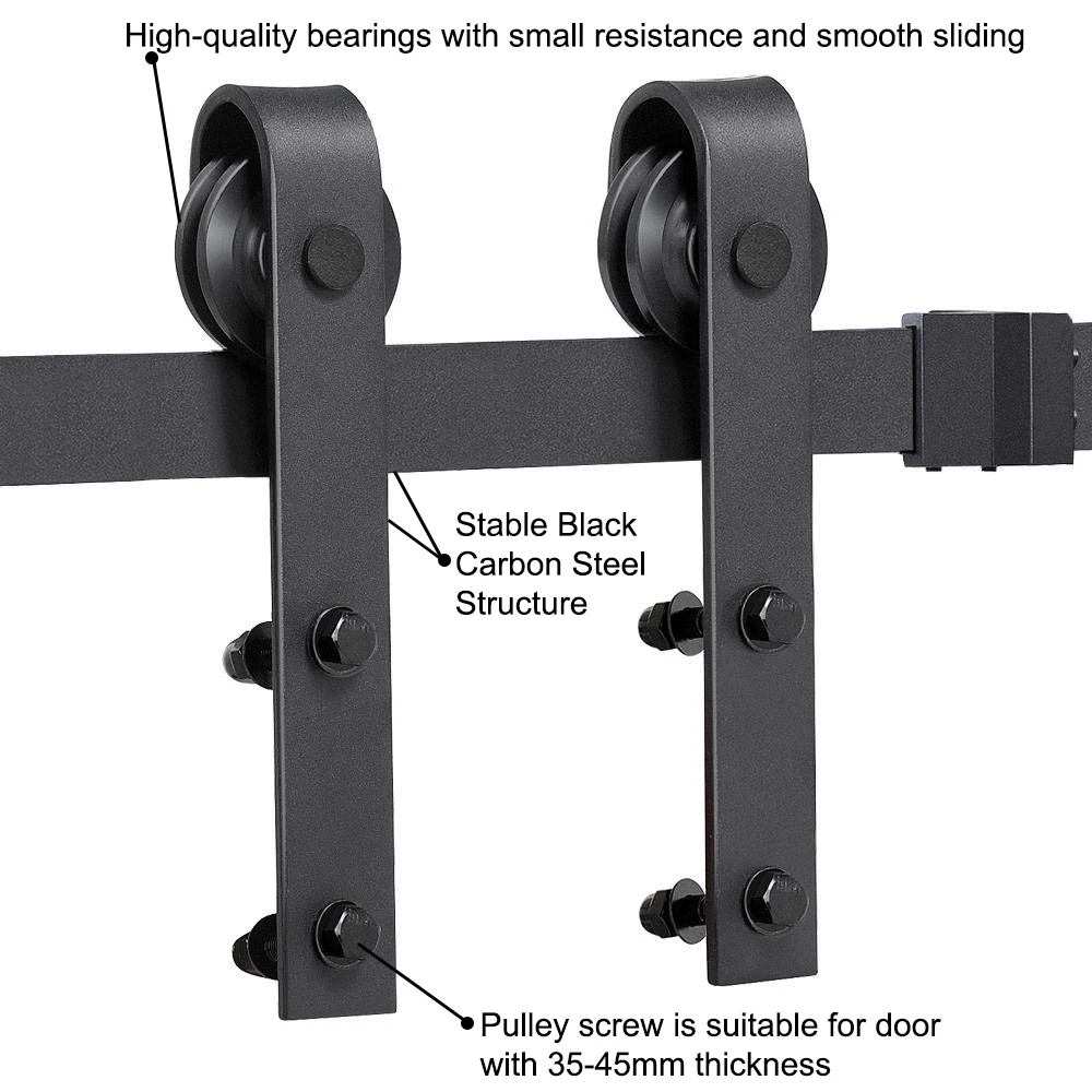 Imagem -06 - Kit de Ferragens com Porta Deslizante em J-shape Trilho Preto Rústico Armário de Madeira Porta Única 183cm 200cm