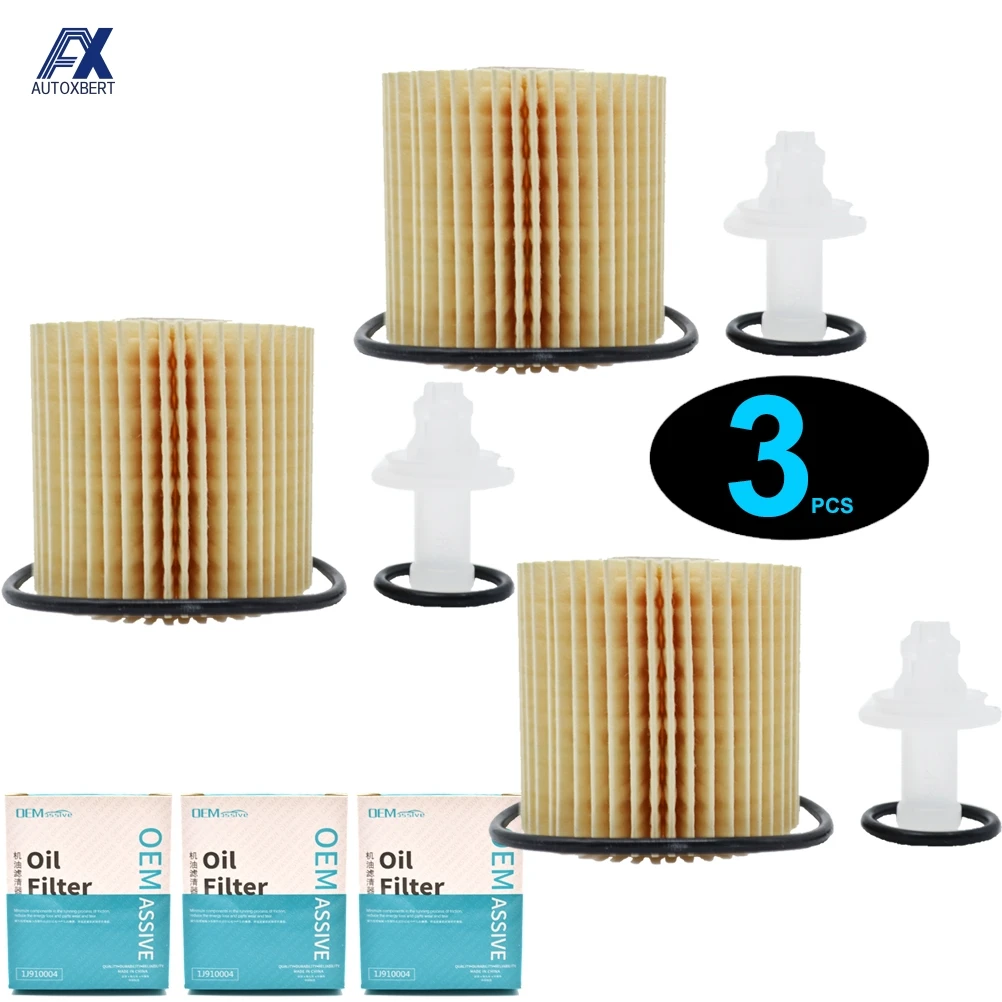 Three (3) Oil Filter 04152-YZZA6 For Toyota Prius Corolla 2010 2011 2012 2013 2014 2015 1.8L 1798cc / RAV 4 2013 - 2018 3ZR-FE