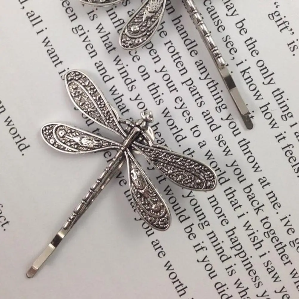 Vintage Dragonfly Hair Pin Bobby Pin Halloween Retro Rhinestone Dragonfly Hair Clip Side Clips One word clip dragonfly for Girls