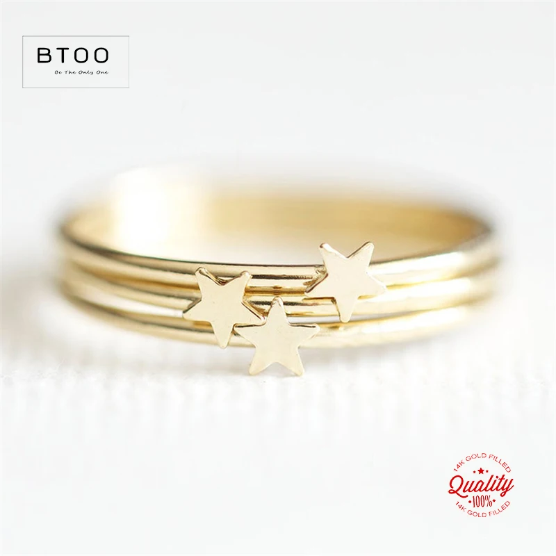 Pierścionek z 14-karatowego złota, wypełniony złotem, 3,5 mm, w kształcie gwiazdy, do noszenia warstwowego, biżuteria w stylu boho, minimalistyczny pierścionek na paliczek, anillos mujer, złote akcesoria, pierścionki damskie.