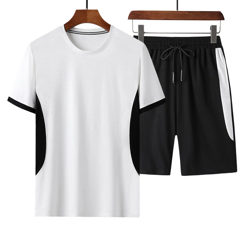 2021 Nieuwe Mannen T-shirt + Sport Shorts Set Zomer Ademend Casual T-shirt Running Set Mode Harajuku Gedrukt Mannelijke Sport pak