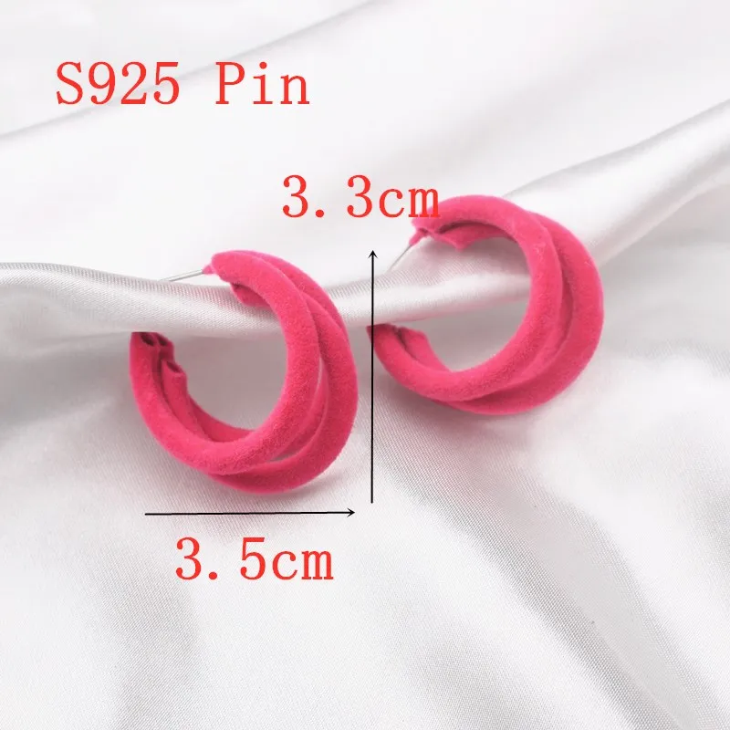 Colorful Three Layers Circle Hoop Earrings for Women Vintage Flocking Velvet Round Statement Earrings Fashion Jewelry Wholesale