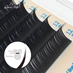 GLAMLASH Matte Ellipse Flat Eyelash Extensions Individual 0.15 0.20 Softer Flat Lash Split Tips Ligher Volume Natural Eyelashes