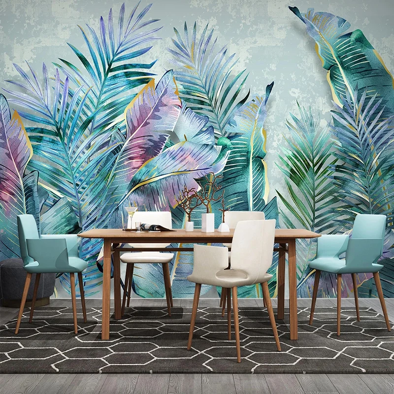 Custom Any Size Mural Wallpaper 3D Tropical Plant Leaves Light Luxury Papel De Parede Living Room Bedroom TV Backdrop Home Decor