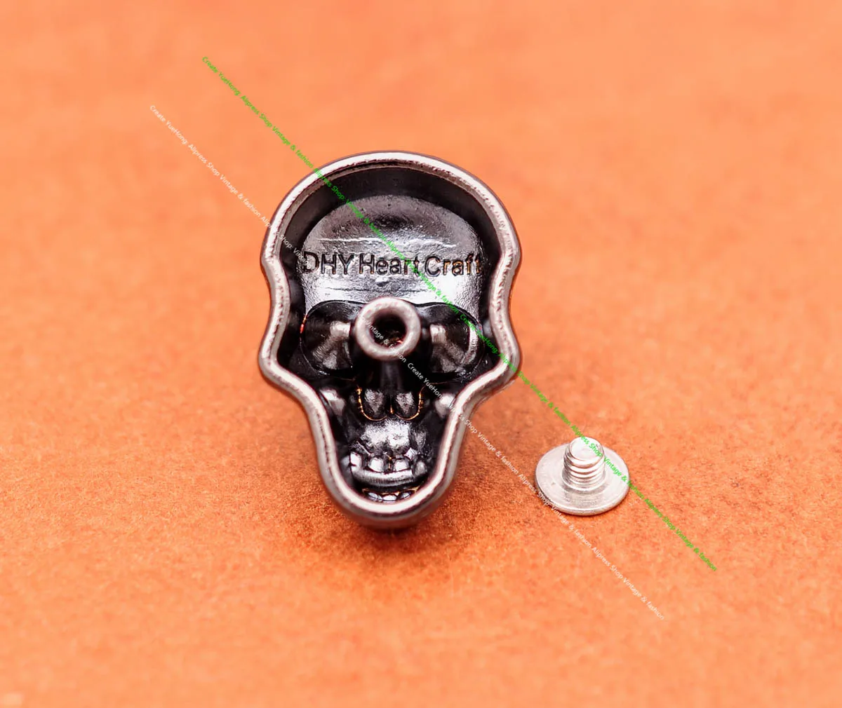 10st Gunmetal Biker Zilver Strass Crystal Skull Concho 'S Schroefdraad Punk Klinknagels Studs Lederwerk Riem Bagagetas Decor Diy