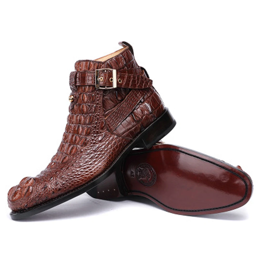 hubu crocodile leather boots    Short style business  leisure  Men's boots