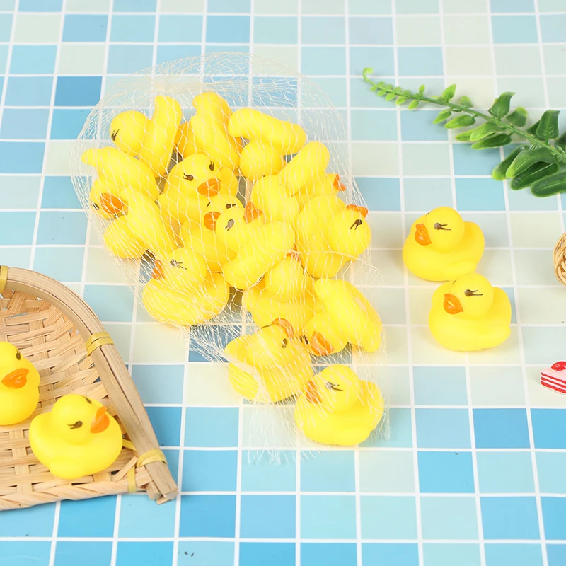 20pcs/bag Rubber Yellow Duck Baby Shower Water Toys Children Gift Baby Bath Toys Cheap Wholesale