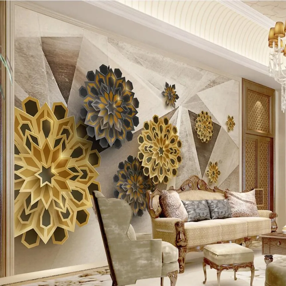 milofi custom large wallpaper mural 3D fashion polygon three-dimensional retro abstract flower background wallpaper mural