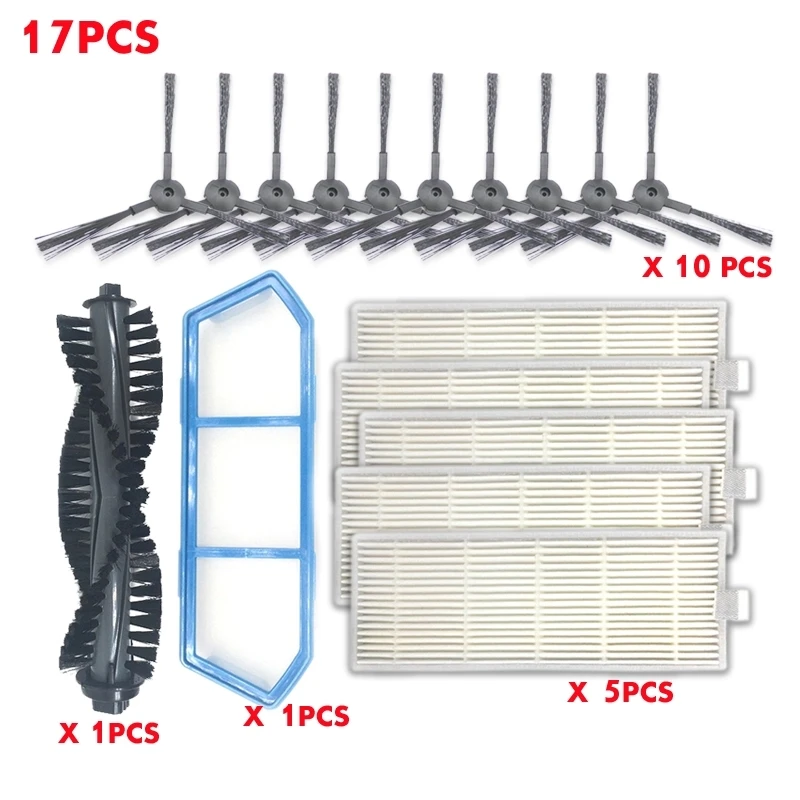 Ilife-مجموعة فلتر الفرشاة الرئيسية لروبوت المكنسة الكهربائية ، مجموعة من 17 قطعة لفرشاة ilife ، فلتر hepa ، أجزاء A4S كما تشاهدها على التلفزيون