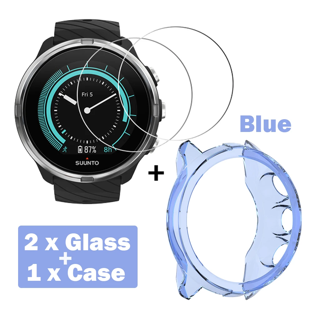 2 + 1 Tấm Bảo Vệ Ốp Lưng + Miếng Dán Màn Hình Cho Suunto 9 Smart Watch TPU Bao Da Bảo Vệ Vỏ Cường Lực kính Phim