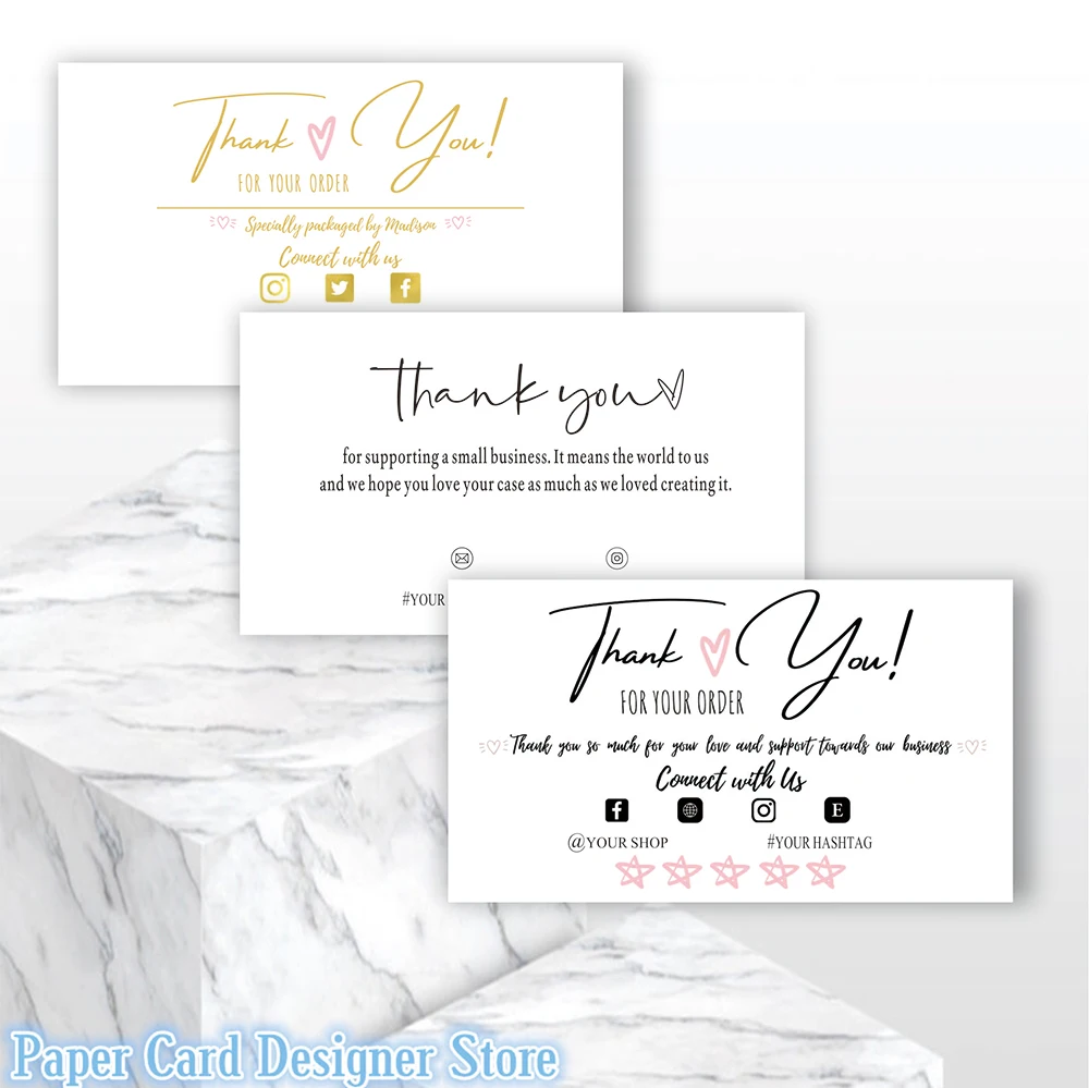 Personalized Modern Small Business Thank You Template Custom Business Thank You Card Insert card Simple Shop Packaging Card