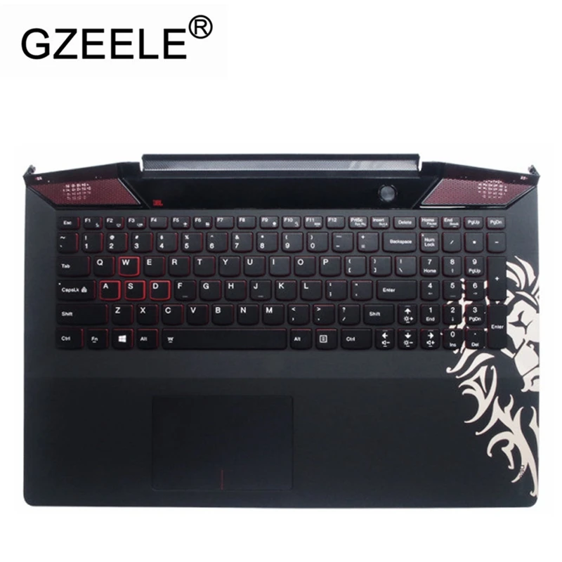 

GZEELE New Palmrest for Lenovo IdeaPad Y700 Y700-15 Y700-15ISK Y700-15ACZ Keyboard with Backlit Bezel Upper Cover TOUCHPAD US