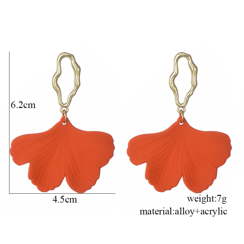 Trendy Korean Dangle Earrings for Women Vintage Statement Jewelry Geometric Flower Earring Ginkgo Bohemian Acrylic Drop Earings