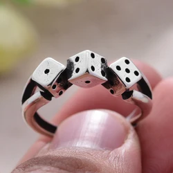 2023 New Arrival Individual Dice Design Thai Silver Ladies Finger Ring Jewelry Promotion Cheap Gifts No Fade