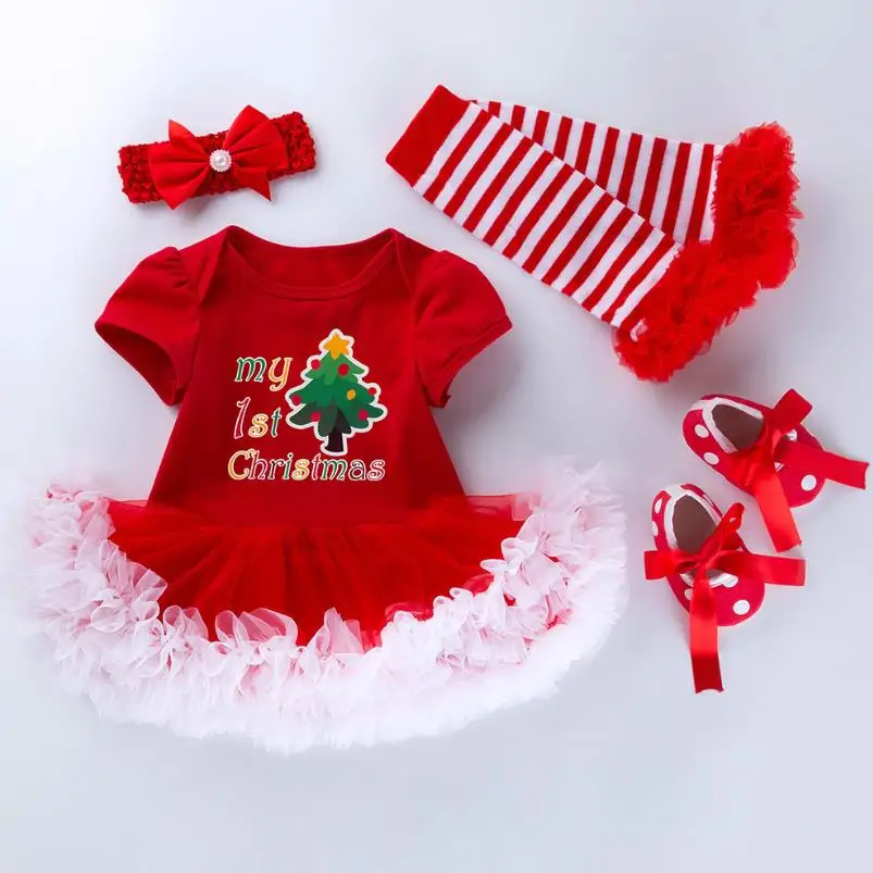 

2020 New Christmas Outfits Summer Baby Clothes Toddler Girl Suits Baby Clothing Sets For Kids Party Princess Tutu Sets 4pcs