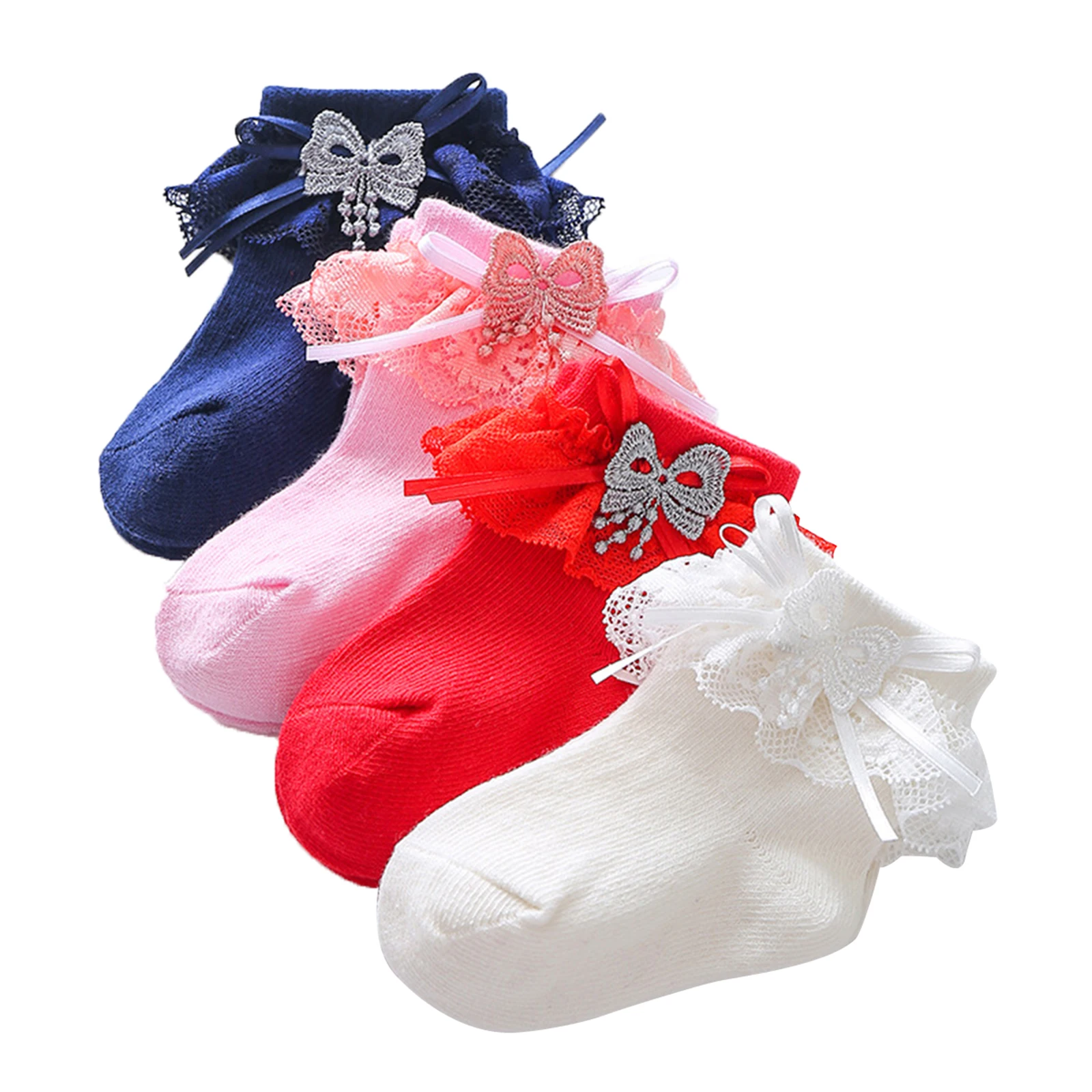 Infant Baby Girls Ruffle Solid Lace Princess Socks Cotton Soft Toddler Newborn Children Autumn Winter Socks 0-3Y