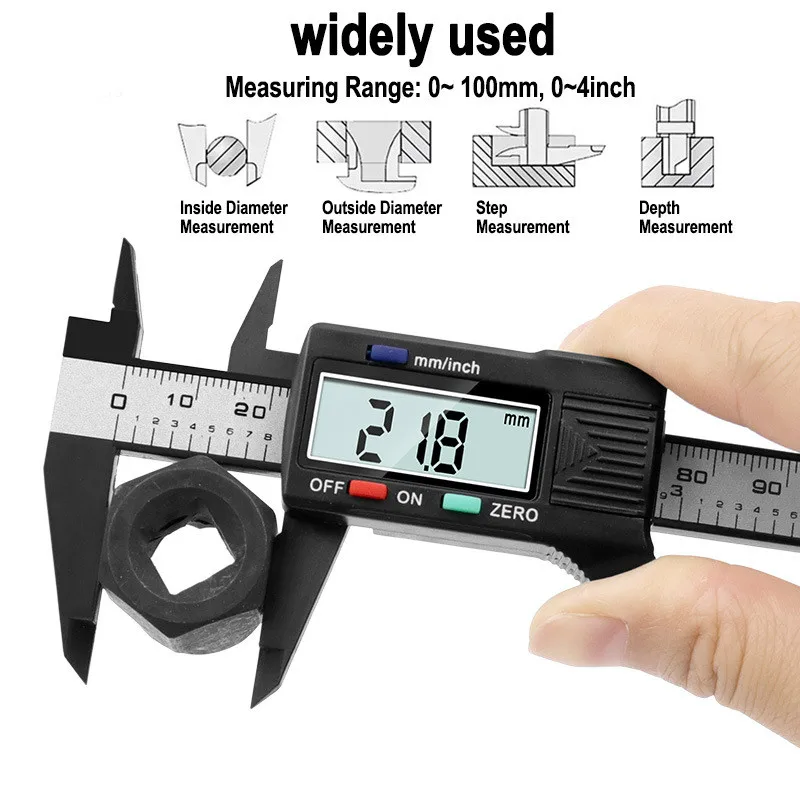 New Arrival 100mm 6 inch LCD Digital Electronic Plastic Vernier Caliper Gauge Auto On & Off 0.1mm Micrometer Measuring Tool