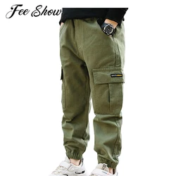 Kids Boys Sports Pants Fashion Pure Color Casual Cargo Pants For Teenage Boys Jogger Pants Children Trousers 6 8 10 12 14 Year