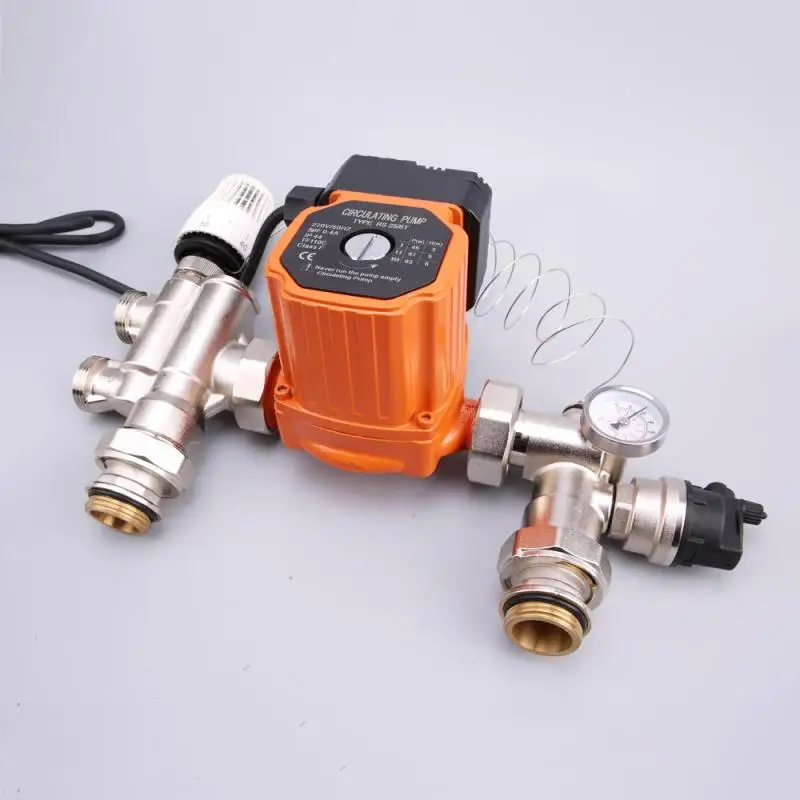 DN25 Brass Floor Heating Manifold Mixing Valve Terrestrial Heat Temperature Control Center Water Mixing System