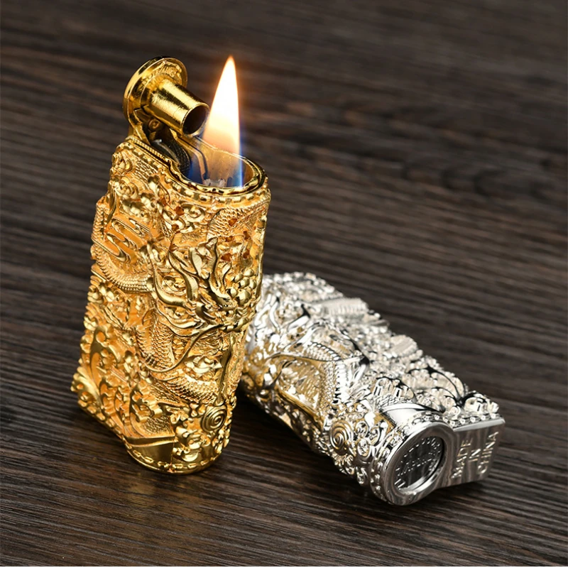 Retro Metal Kerosene Lighter Gasoline Flint For Ignition Cigarette Petroleum Lighters Tobacco  Handicraft Cigar Trench Lighter