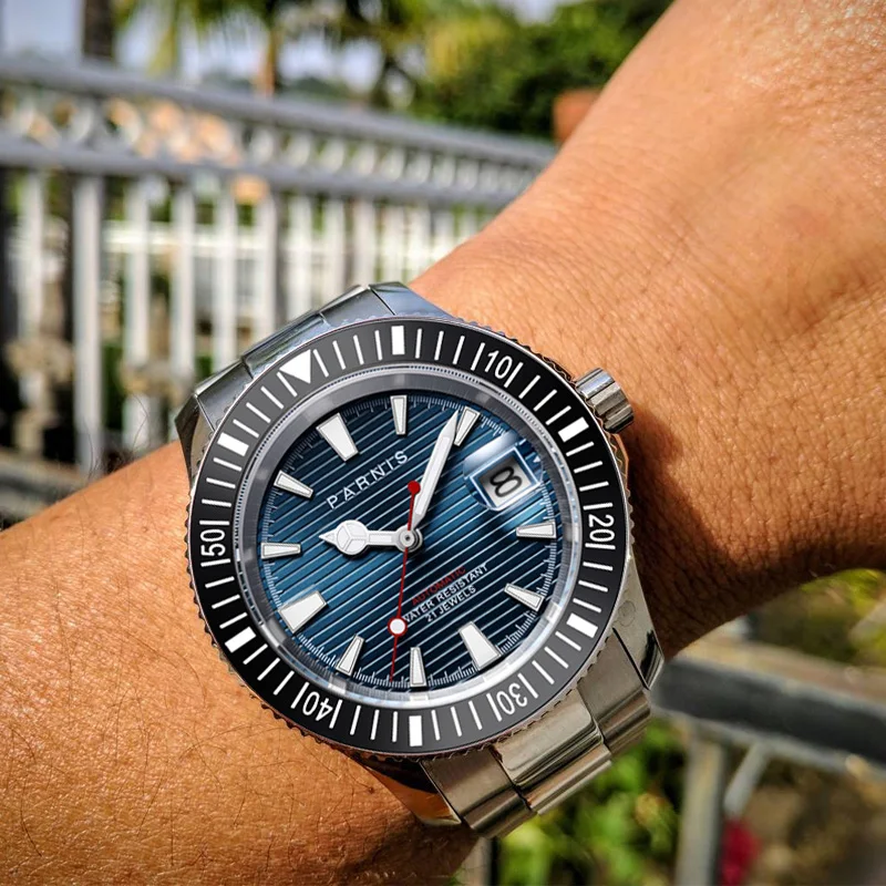 

Fashion Parnis 40mm Silver Case Automatic Mechanical Men Watches Miyota 8215 Stainless Steel Strap Watch 2026 Top Luxury Brand