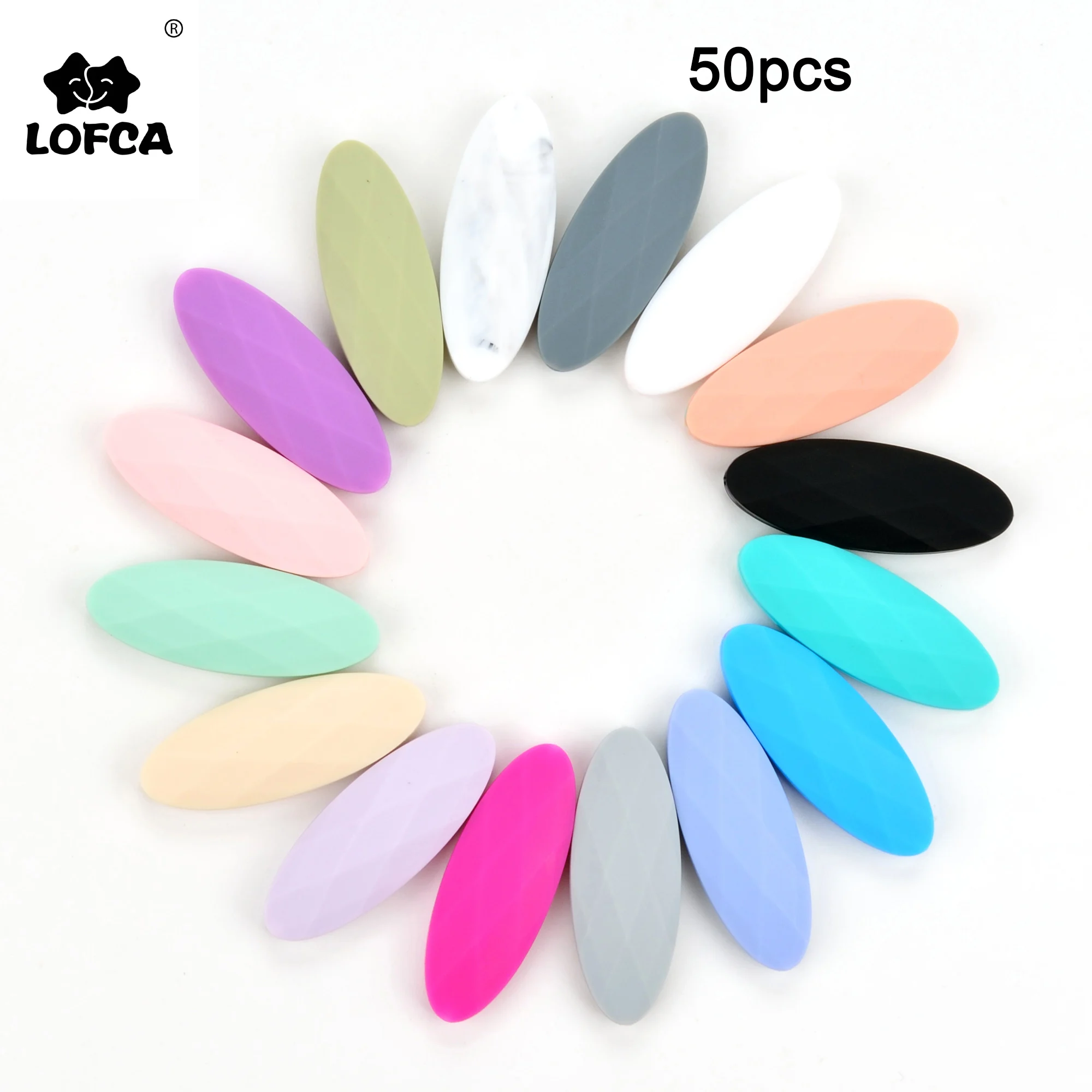 LOFCA 50pcs Marquise Silicone Beads For DIY Baby Teething Toys BPA Free Food Grade Silicone Beads For Baby Teether Pendant Toys