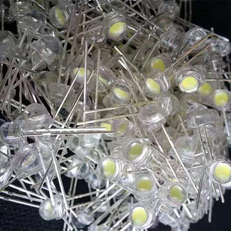 

1000pcs/lot white 5mm F5 straw hat LED lamp beads super bright 6-7LM big core chip Light emitting diodes (leds) for DIY lights