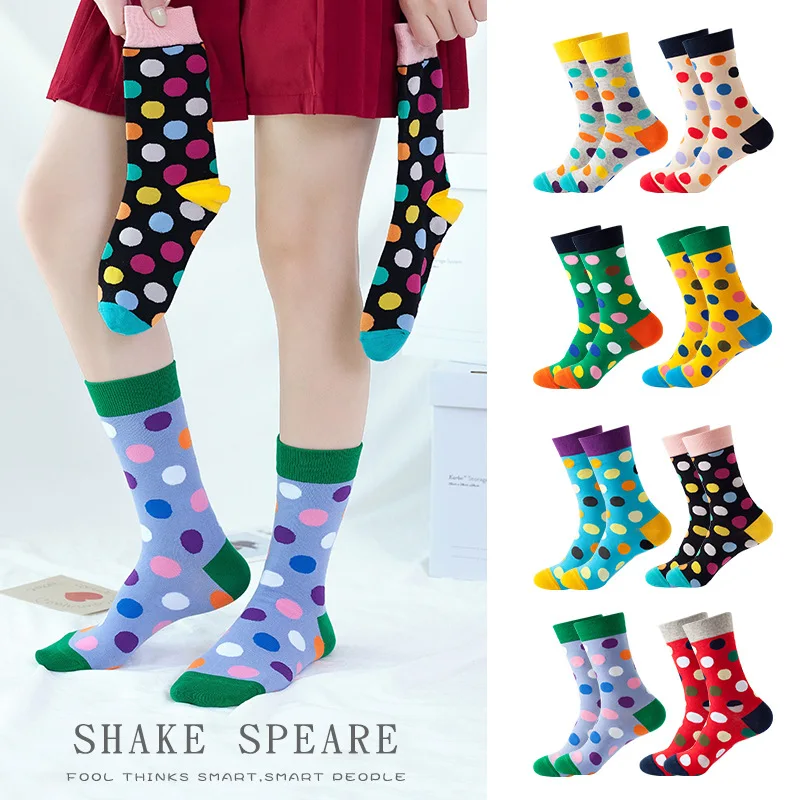 Women Crew Socks Funny Cute Cartoon candy colour dot crew socks Happy Harajuku skateboard Socks sox dropshipping