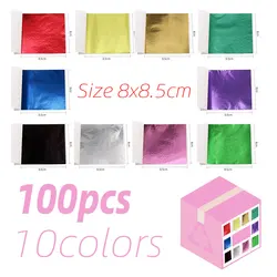 100 pçs/10 cores folha de ouro rosa folha imitação folha folha papéis diy arte artesanato design material embalagem decoração alimentos