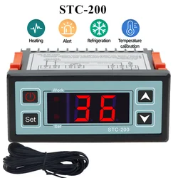 STC-200 Mini Temperature Controller AC220V Microcomputer Digital Thermostat Heating Cooling Controller Temp Measurement