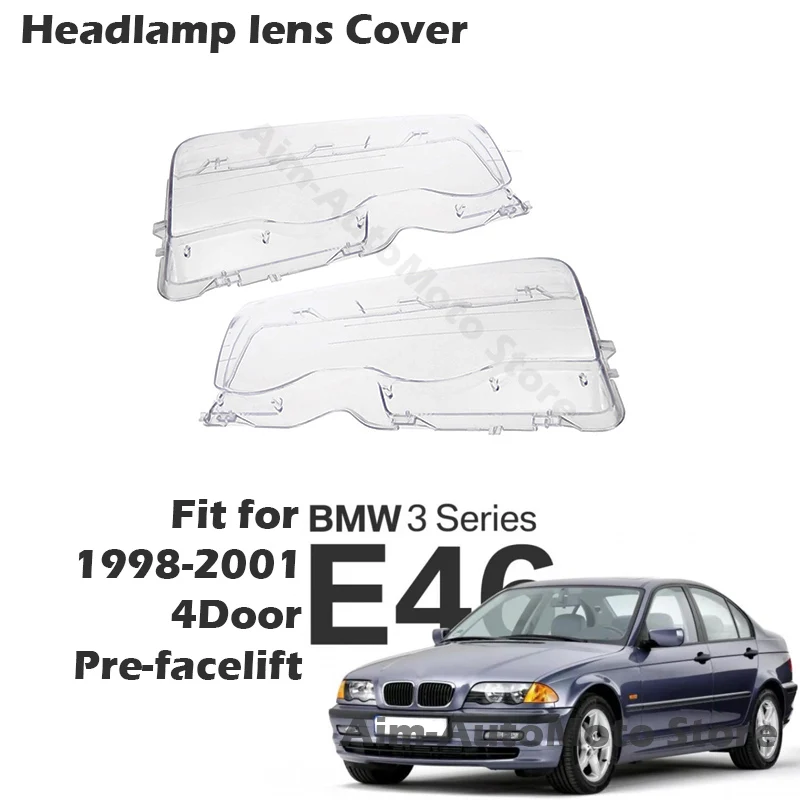 Headlight Clear Lens Cover Lampshade Fit For BMW 3 Series E46 1998-2001 4Door Pre-facelift,Headlamp Shell Car Accessories