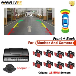 OOWLIVEE Dual Core CPU Video System Original Flat 13mm Parking Sensors 8 Front + Back System for Car Radio Android Show Distance