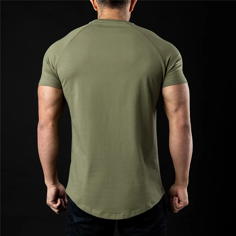 Plain T Shirt Men New Fashion Tee Shirts Summer Cotton Short Sleeve Tshirt Fitness Mens Gym Clothing Casual Sports T Shirts