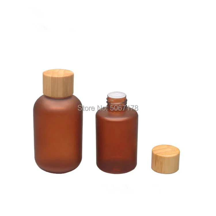 10/30pcs 60/120ml Plastic Bottle With Bamboo Lid Empty Cosmetic Container Portable Travel PET Lotion Cream Refillable Bottle